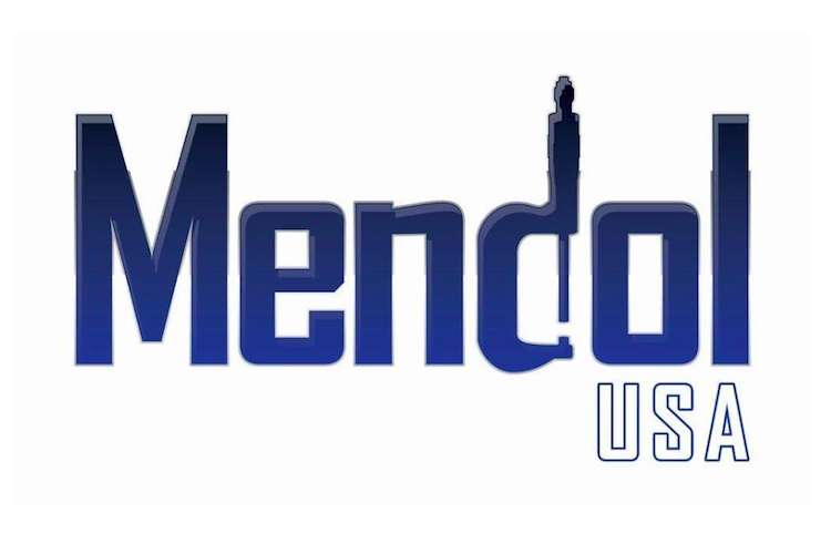 Blue Mendol USA logo on a white background.