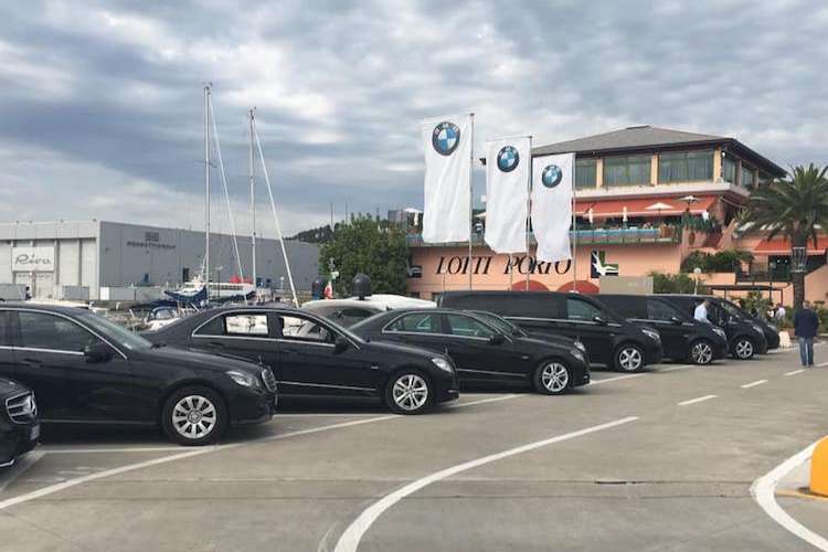 Black cars parked in a row from Superyacht Services' concierge service